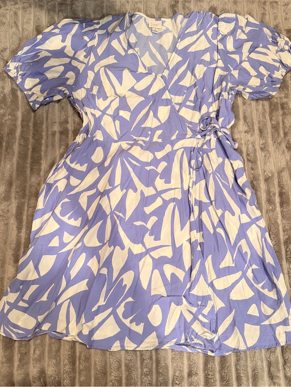 a new day Lavender and White Abstract Wrap Dress